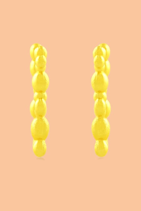 Arvino_Gold Plated Beads Sunlit Ripple Huggies _Online_at_Aza_Fashions