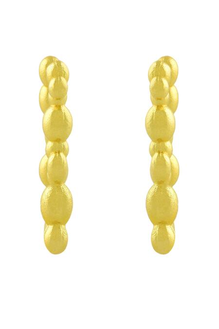 Buy_Arvino_Gold Plated Beads Sunlit Ripple Huggies _Online_at_Aza_Fashions