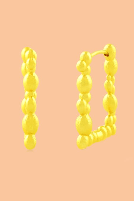Shop_Arvino_Gold Plated Beads Sunlit Ripple Huggies _Online_at_Aza_Fashions