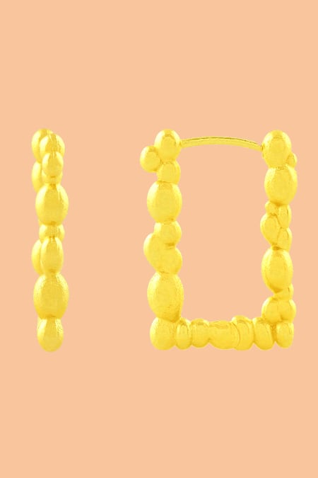 Buy_Arvino_Gold Plated Beads Sunlit Ripple Huggies 