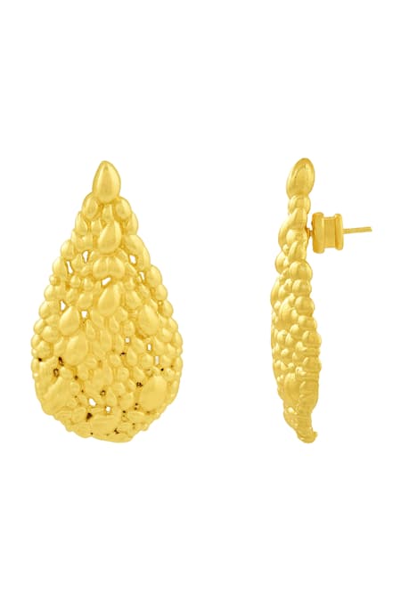 Arvino_Gold Plated Sacred Ripple Statement Earrings _Online_at_Aza_Fashions