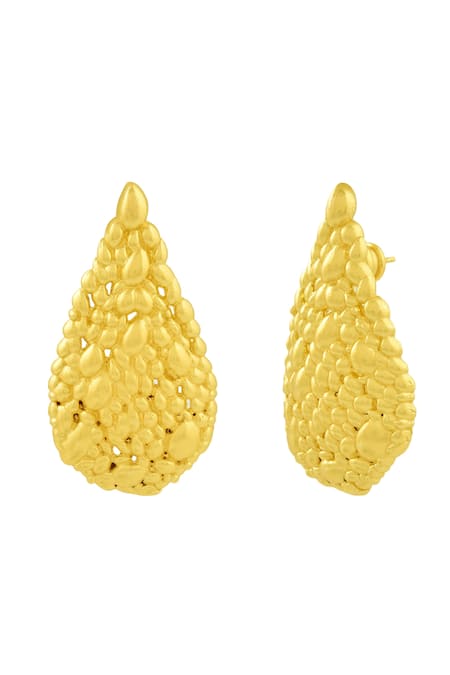 Shop_Arvino_Gold Plated Sacred Ripple Statement Earrings _Online_at_Aza_Fashions