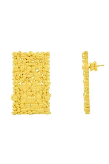 Arvino_Gold Plated Tranquil Stream Statement Earrings _Online_at_Aza_Fashions