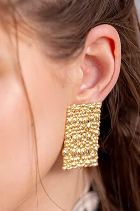 Buy_Arvino_Gold Plated Tranquil Stream Statement Earrings _Online_at_Aza_Fashions