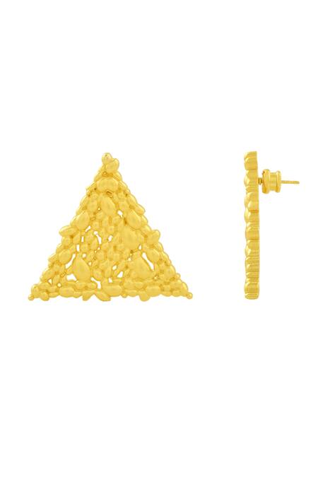 Arvino_Gold Plated Eternal Delta Earrings _Online_at_Aza_Fashions