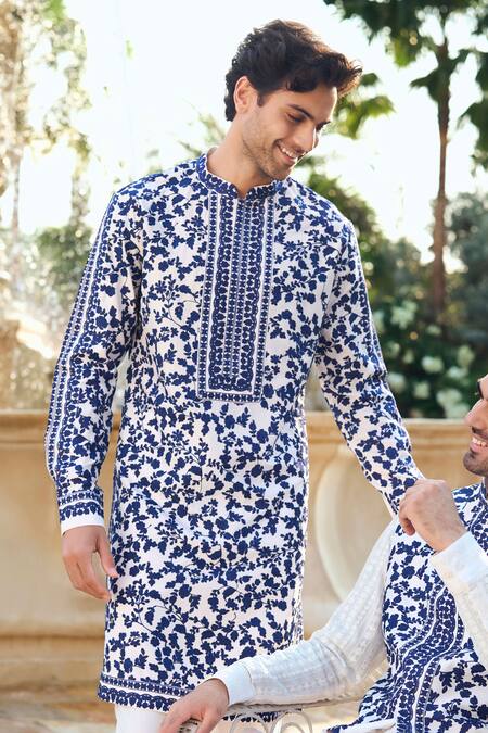 Seema Gujral Ivory Silk Embroidery Kurta Set Online at Aza Fashions Seema Gujral_Ivory Silk Embroidery Kurta Set _Online_at_Aza_Fashions