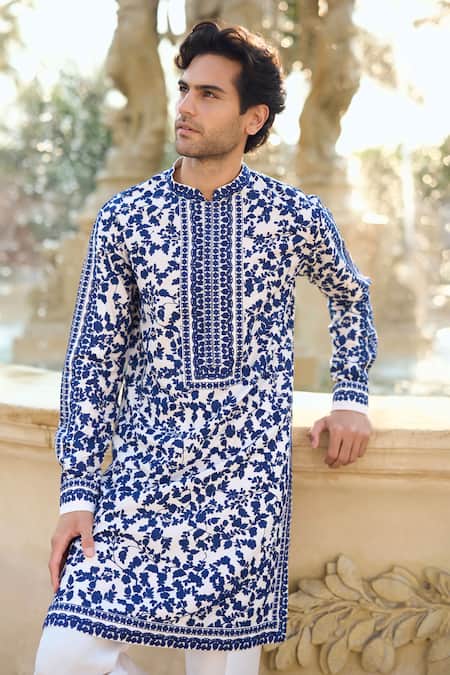 Seema Gujral Ivory Silk Embroidery Kurta Set 