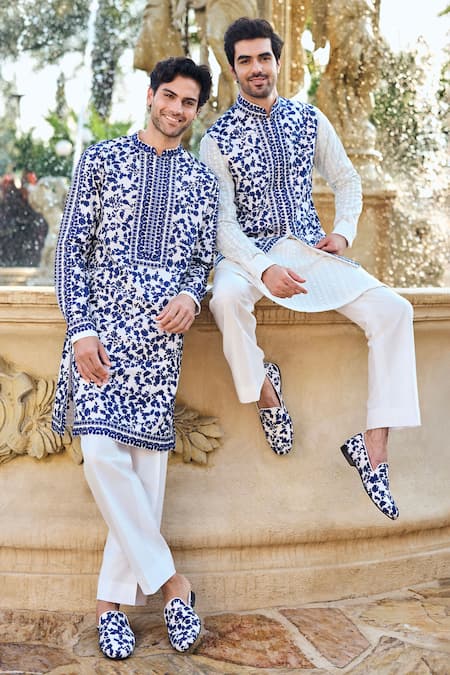 Shop Seema Gujral Ivory Silk Embroidery Kurta Set Online at Aza Fashions Shop_Seema Gujral_Ivory Silk Embroidery Kurta Set _Online_at_Aza_Fashions