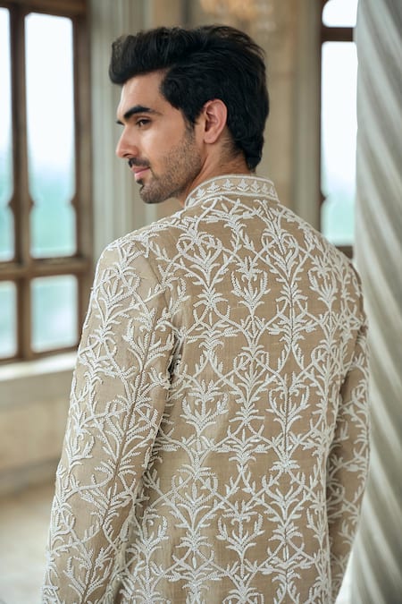 Seema Gujral Designer Coffee Brown Sherwani Set 