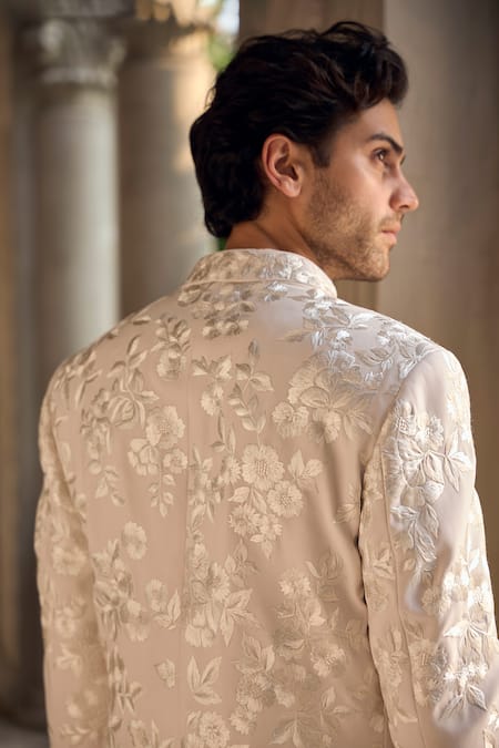 Seema Gujral Beige Embroidered Sherwani & Kurta Set 