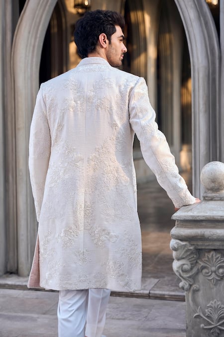 Seema Gujral Cream Embroidered Sherwani & Kurta Set 