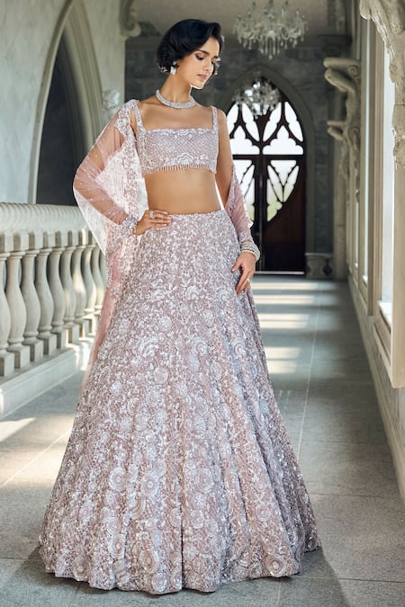 Seema Gujral Mauve Sequin Lehenga Set 