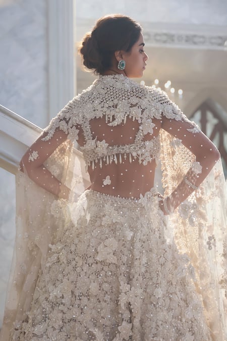 Seema Gujral Cut Work Ivory Lehenga Set 