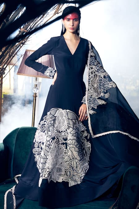 Shreeka Flower Chintz Embroidered Anarkali Set 