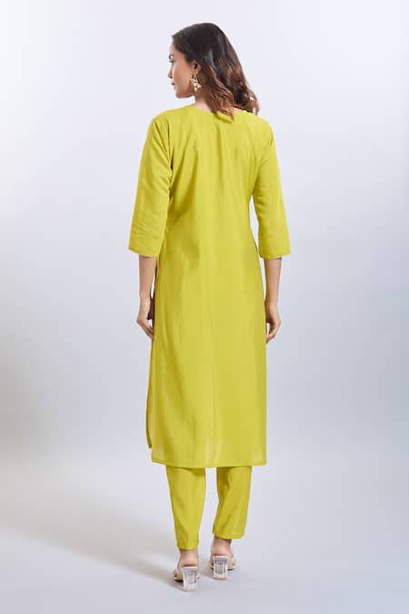 Samyukta Singhania Yellow Embroidered Kurta Set 