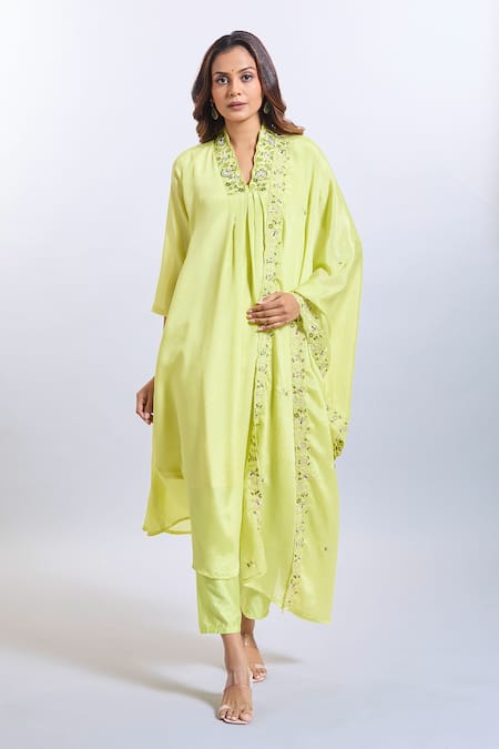 Samyukta Singhania Yellow Embroidered Kurta Set 