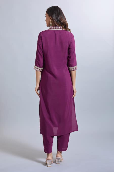 Samyukta Singhania Purple Embroidered Kurta Set 