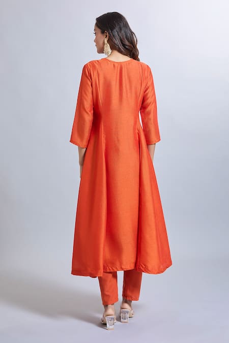 Samyukta Singhania Embroidered Orange Kurta Set 