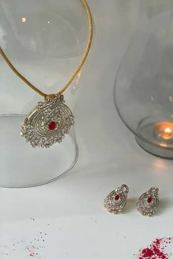 Studio6 Jewels_Red Gold Zircon And Stone Jewellery Set_Online_at_Aza_Fashions