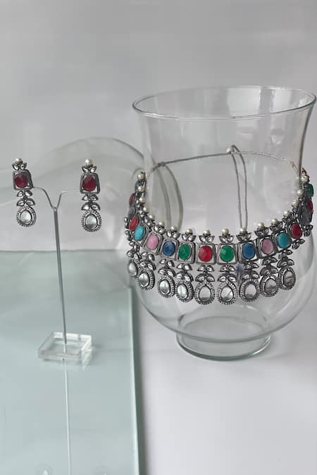 Studio6 Jewels Black Rhodium Multi Stone Jewellery Set 
