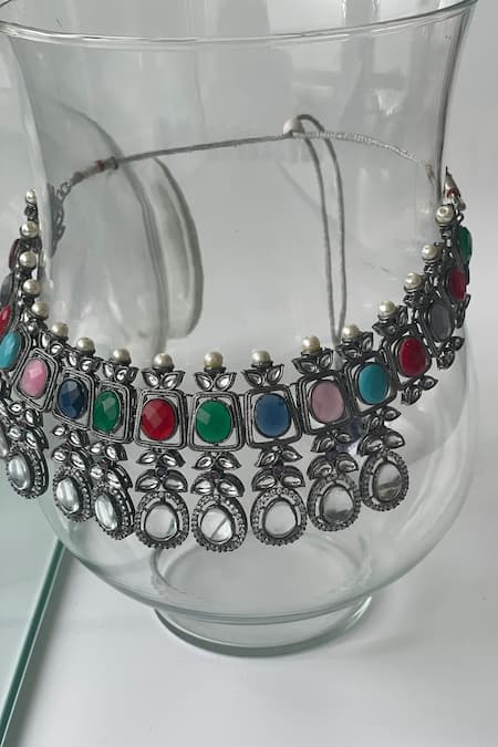 Buy_Studio6 Jewels_Multi Color Stones Black Rhodium Jewellery Set _Online_at_Aza_Fashions