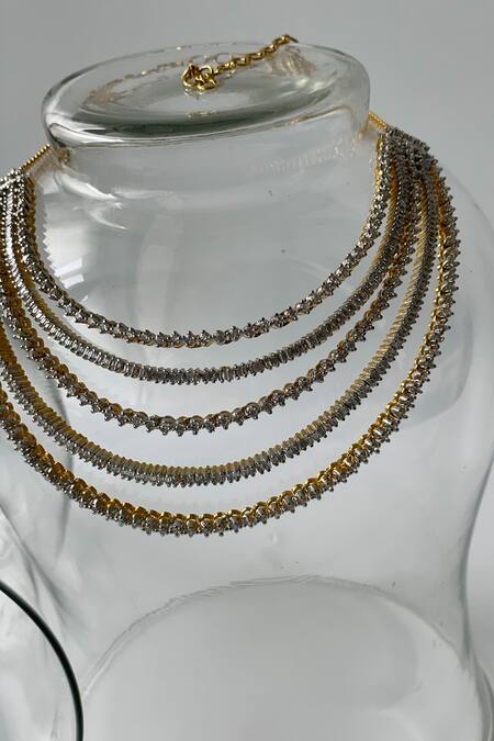 Studio6 Jewels_Gold Plated Zari Layered Zircon Studded Jewellery Set _Online_at_Aza_Fashions