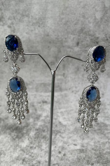 Studio6 Jewels_Blue Stone Zircon Necklace And Earring Set_Online_at_Aza_Fashions