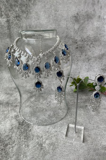 Studio6 Jewels Blue Stone Zircon Necklace & Earring Set 
