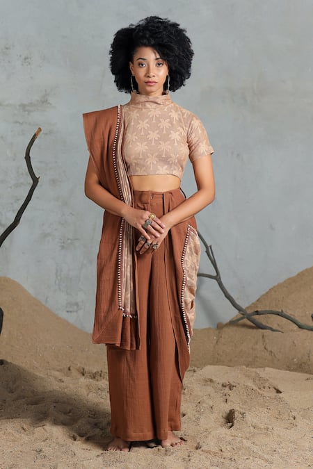 Coeur Brown Fusion Style Kurta Set 
