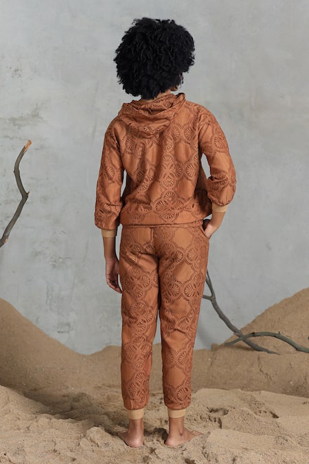 Coeur Brown Embroidered Jacket & Pant Set 