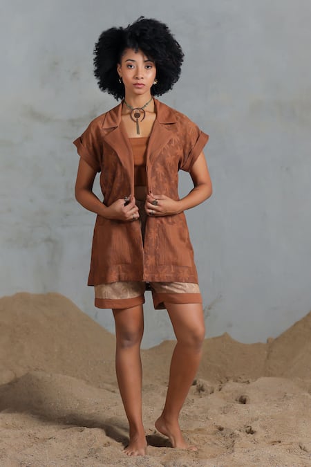 Coeur Brown Organic Cotton Blazer & Shorts Set 