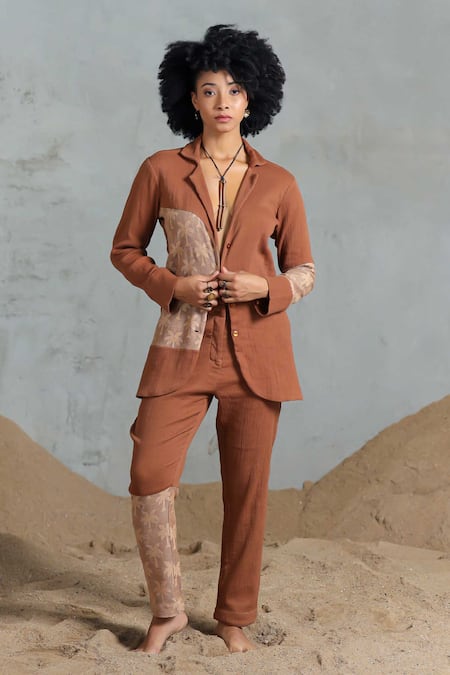 Coeur Brown Designer Blazer & Pant Set 