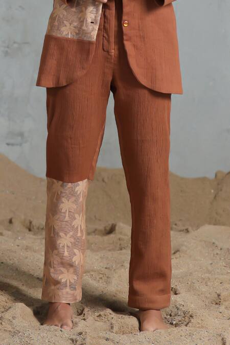 Shop_Coeur_Brown Embroidery Designer Blazer And Pant Set _Online_at_Aza_Fashions