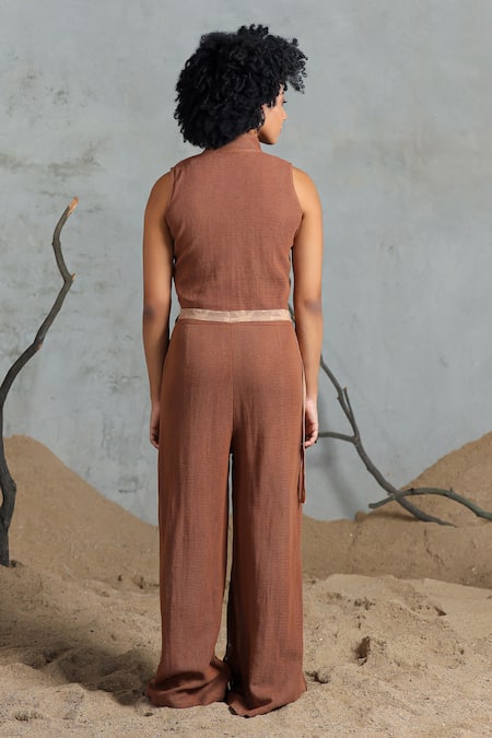 Coeur Brown Knitted Cotton Jumpsuit 