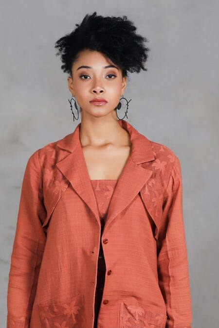 Coeur_Orange Cotton Organic Pant Set _Online_at_Aza_Fashions