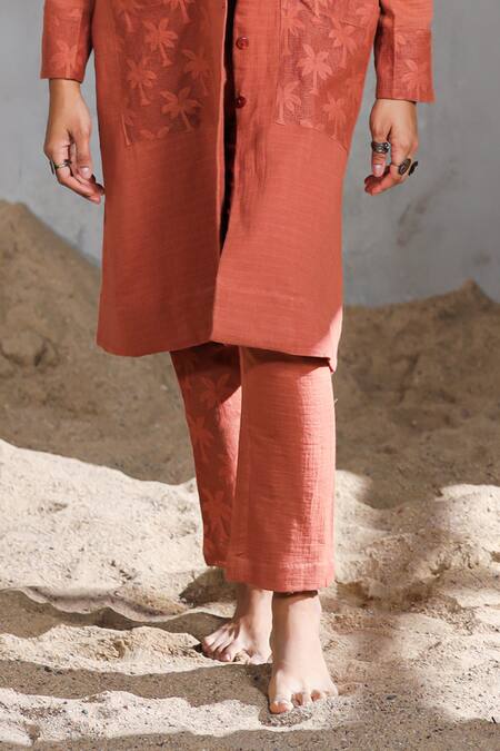 Shop_Coeur_Orange Cotton Organic Pant Set _Online_at_Aza_Fashions
