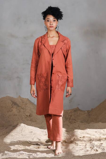 Coeur_Orange Cotton Organic Pant Set _at_Aza_Fashions
