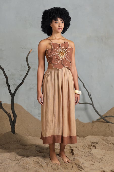 Coeur Brown Organic Cotton Crepe Midi Dress 