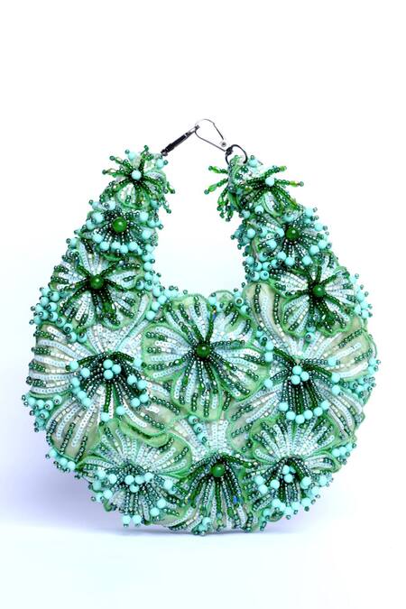 ClutcH'D_Green Beads, Pearls Beaded Handbag _Online_at_Aza_Fashions