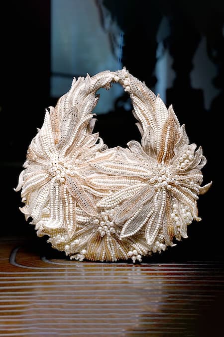 ClutcH'D Ivory & Rose Gold Designer Handbag 