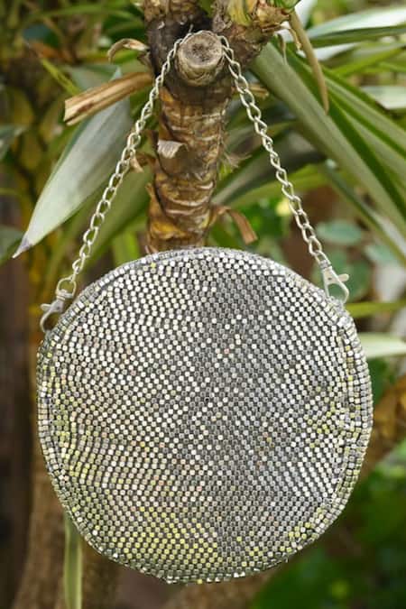 Clutch'D Silver Metal Cube Designer Bag 