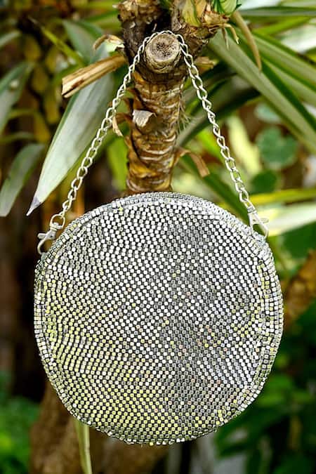 ClutcH'D Silver Metal Cube Designer Bag 