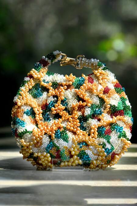 Buy_ClutcH'D_Multi Color Beads Multicoloured Handbag _Online_at_Aza_Fashions