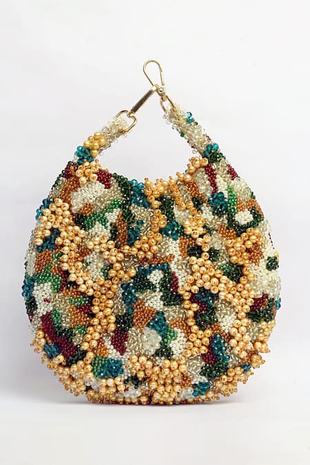 Shop_ClutcH'D_Multi Color Beads Multicoloured Handbag _Online_at_Aza_Fashions