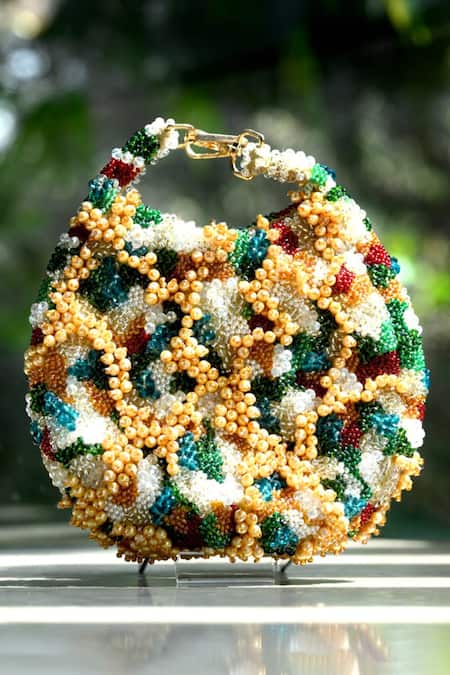 ClutcH'D_Multi Color Beads Multicoloured Handbag _at_Aza_Fashions