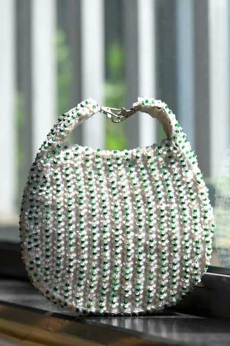 Clutch'D Ivory Sequined Handbag  