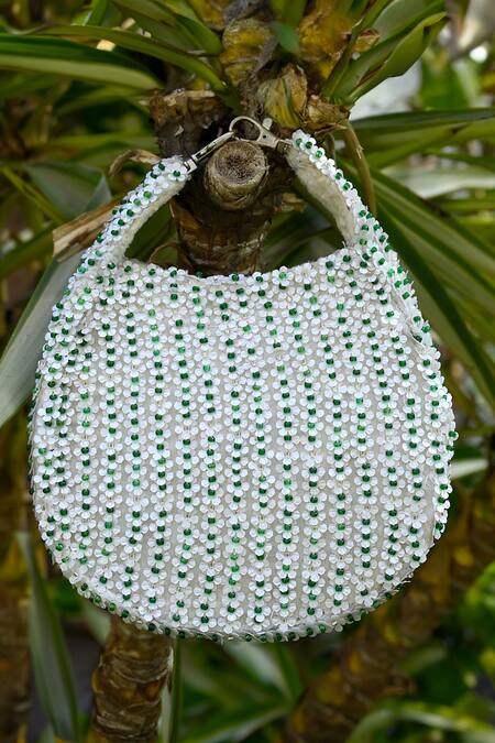 Shop_ClutcH'D_Ivory Sequins, Beads Handbag 