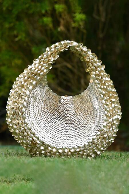 ClutcH'D_Gold Sequins Japanese Handbag _Online_at_Aza_Fashions