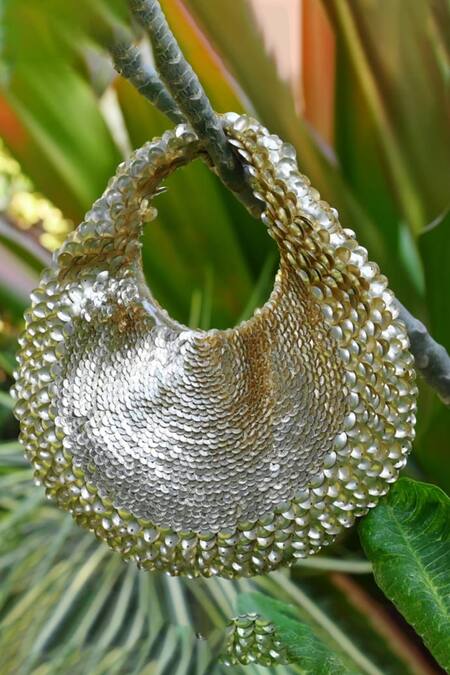 Shop_ClutcH'D_Gold Sequins Japanese Handbag _Online_at_Aza_Fashions