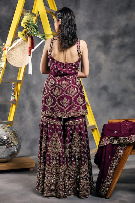 Vandana Sethi Purple Zardosi Embroidered Kurta Set 